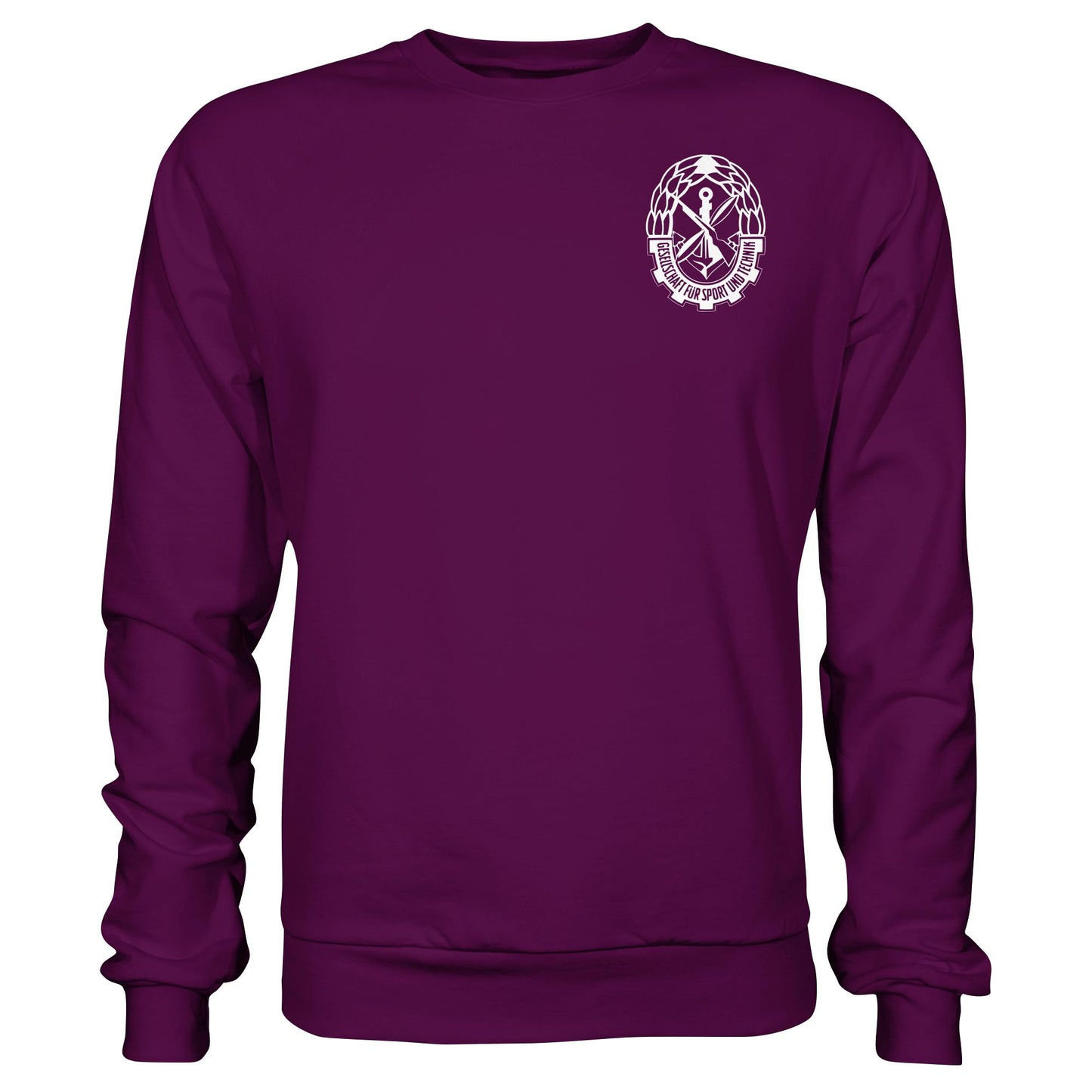DDR Ostalgie Pullover Unisex • GST - GESELLSCHAFT FÜR SPORT UND TECHNIK (BRUST EMBLEM)