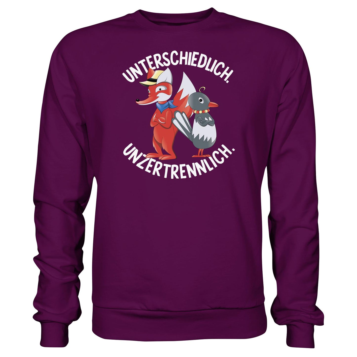 DDR Ostalgie Pullover Unisex • UNSER SANDMÄNNCHEN - HERR FUCHS & FRAU ELSTER, UNZERTRENNLICH