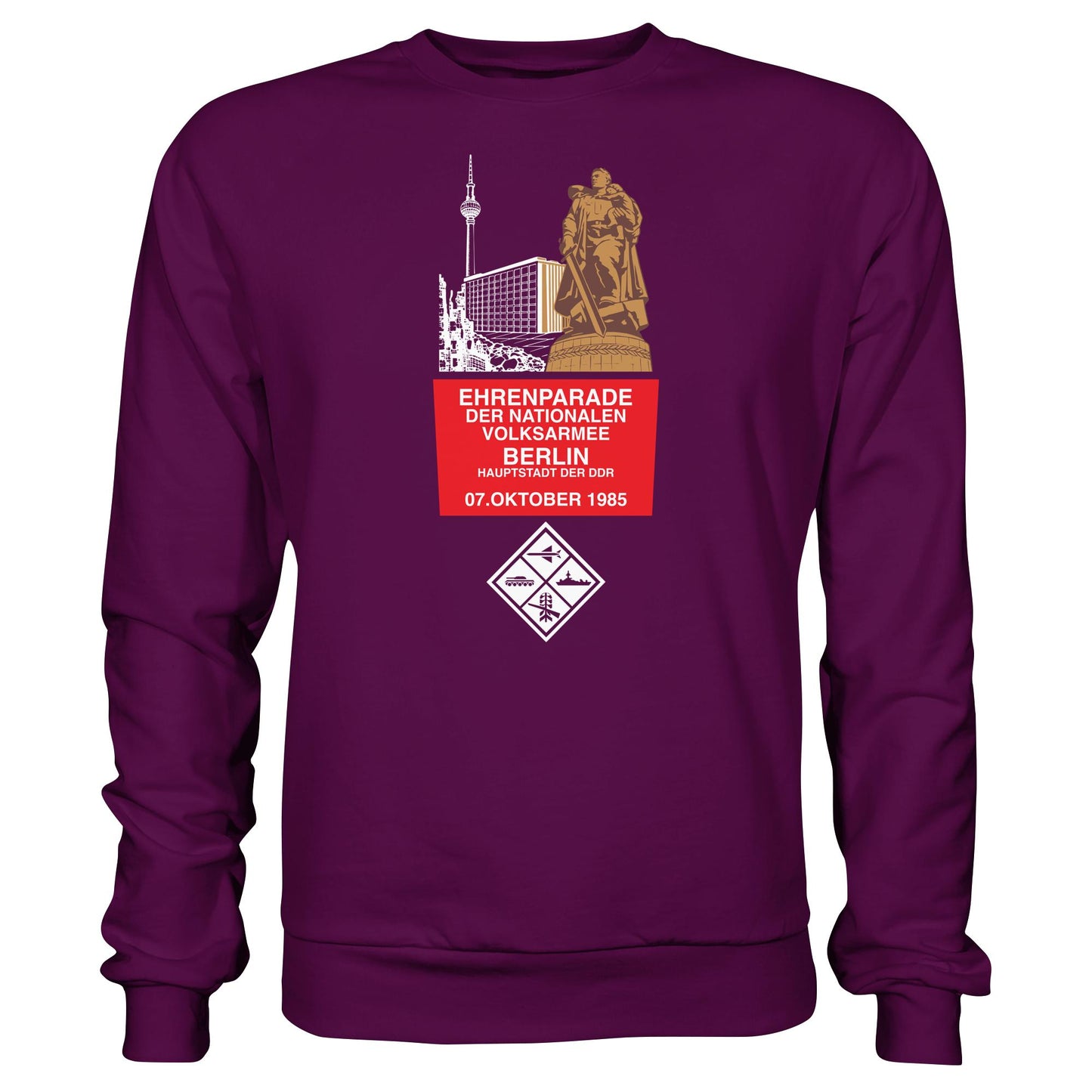 DDR Ostalgie Pullover Unisex • EHRENPARADE DER NVA, 1985 BERLIN (ORIGINALWIMPEL)