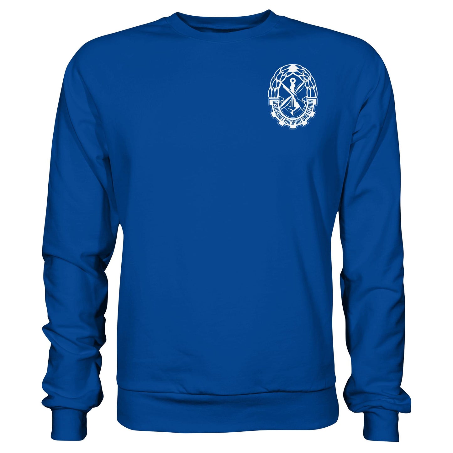 DDR Ostalgie Pullover Unisex • GST - GESELLSCHAFT FÜR SPORT UND TECHNIK (BRUST EMBLEM)