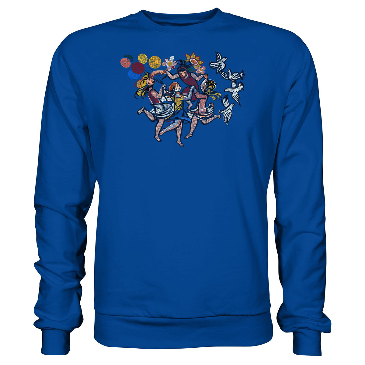 DDR Ostalgie Pullover Unisex • WALTER WOMACKA - TANZENDE MÄDCHEN MIT FRIEDENSTAUBEN (MOSAIK HAUS DES LEHRERS, 1964)