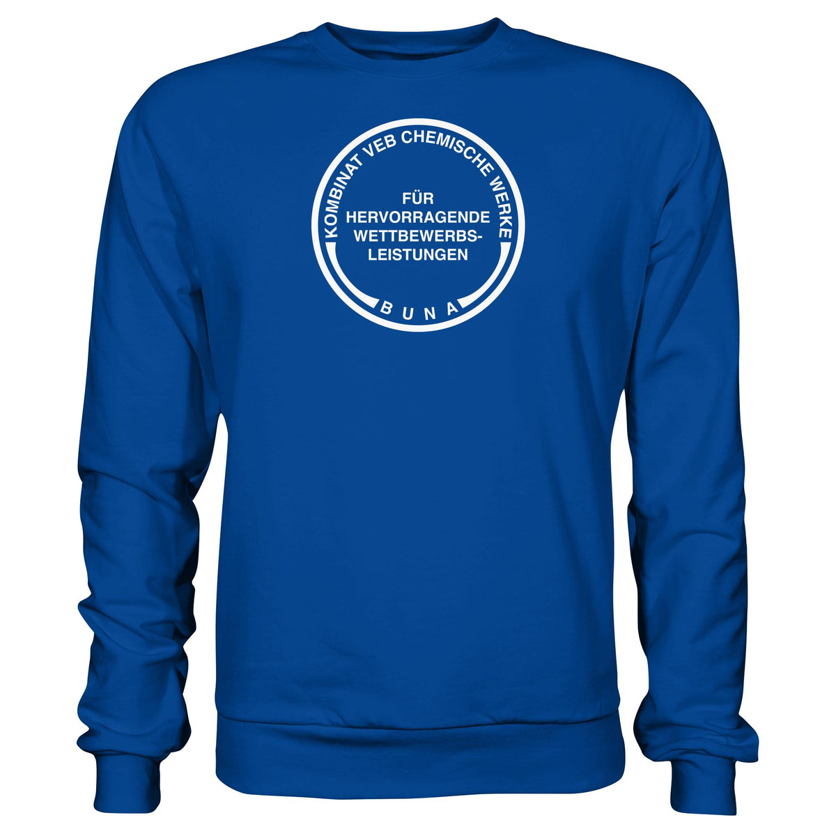 DDR Ostalgie Pullover Unisex • KOMBINAT BUNA - FÜR HERVORRAGENDE LEISTUNGEN (ORIGINAL-MÜNZE)