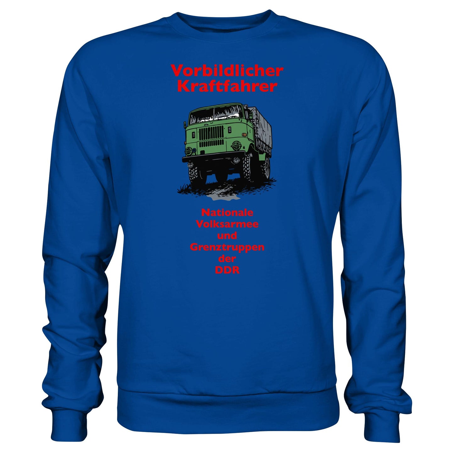 DDR Ostalgie Pullover Unisex • VORBILDLICHER KRAFTFAHRER, NVA (ORIGINAL WIMPELMOTIV)