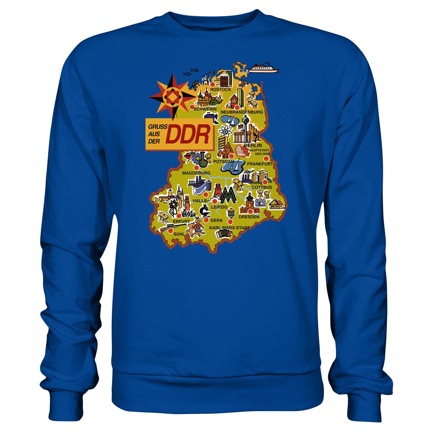 DDR Ostalgie Pullover Unisex • GRUSS AUS DER DDR (ORIGINAL POSTKARTE)