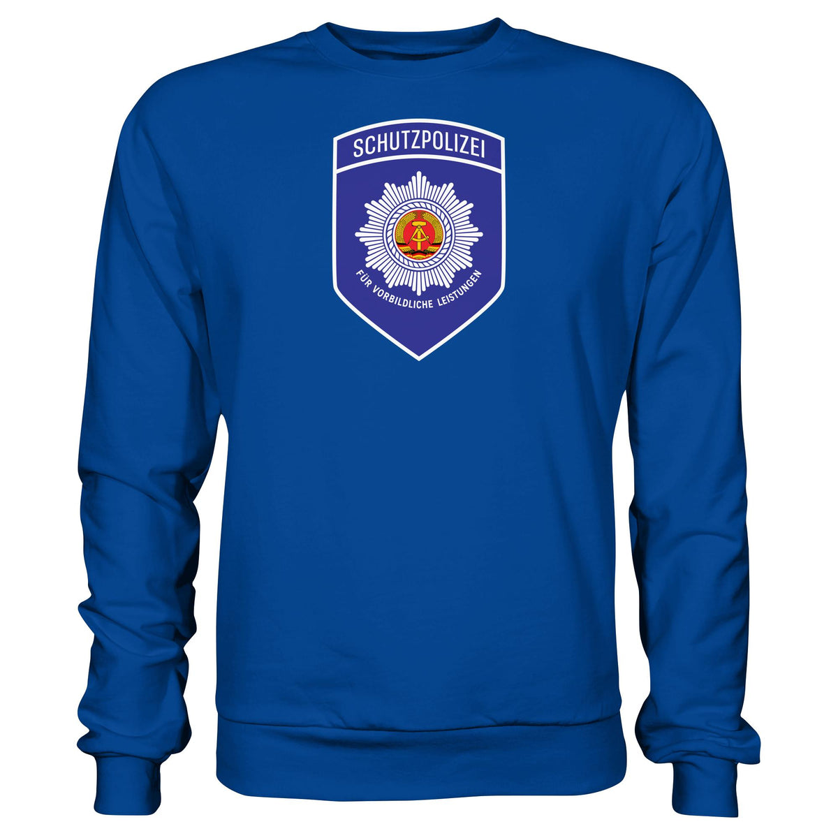 DDR Ostalgie Pullover Unisex • SCHUTZPOLIZEI - FÜR VORBILDLICHE LEISTUNGEN (ORIGINAL-AUFNÄHER)