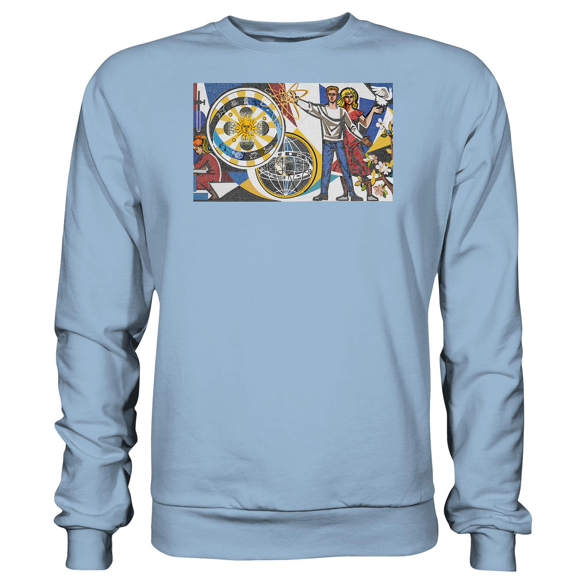 DDR Ostalgie Pullover Unisex • WALTER WOMACKA - JUNGES PAAR MIT FRIEDENSTAUBE (MOSAIK HAUS DES LEHRERS, 1964)