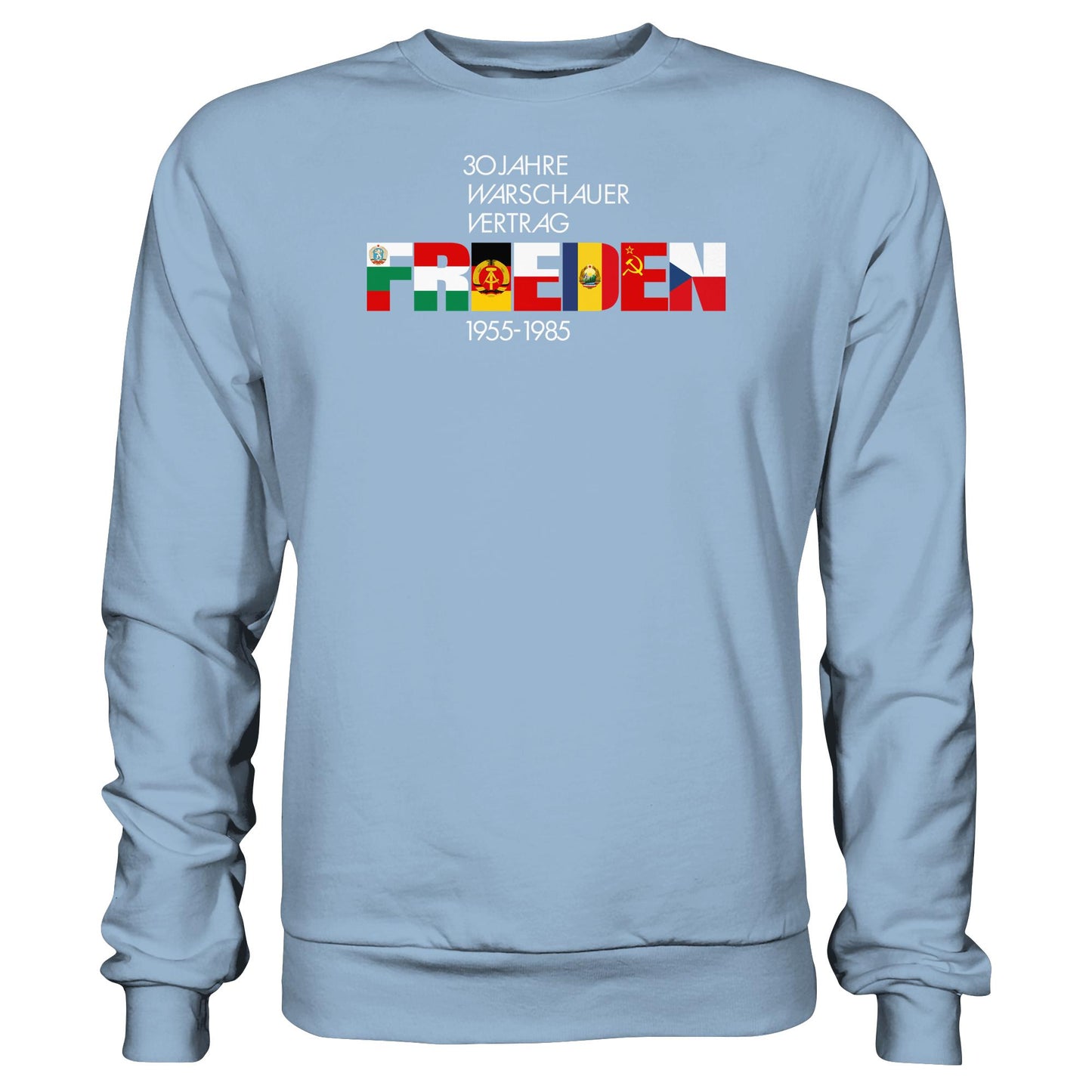 DDR Ostalgie Pullover Unisex • FRIEDEN - 30 JAHRE WARSCHAUER VERTRAG (DDR-BRIEFMARKE)