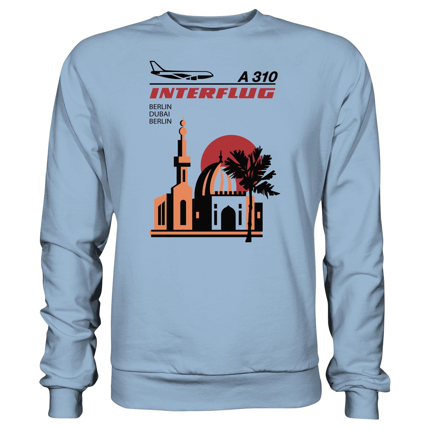 DDR Ostalgie Pullover Unisex • INTERFLUG BERLIN - DUBAI (ORIGINAL SONDERSTEMPEL)