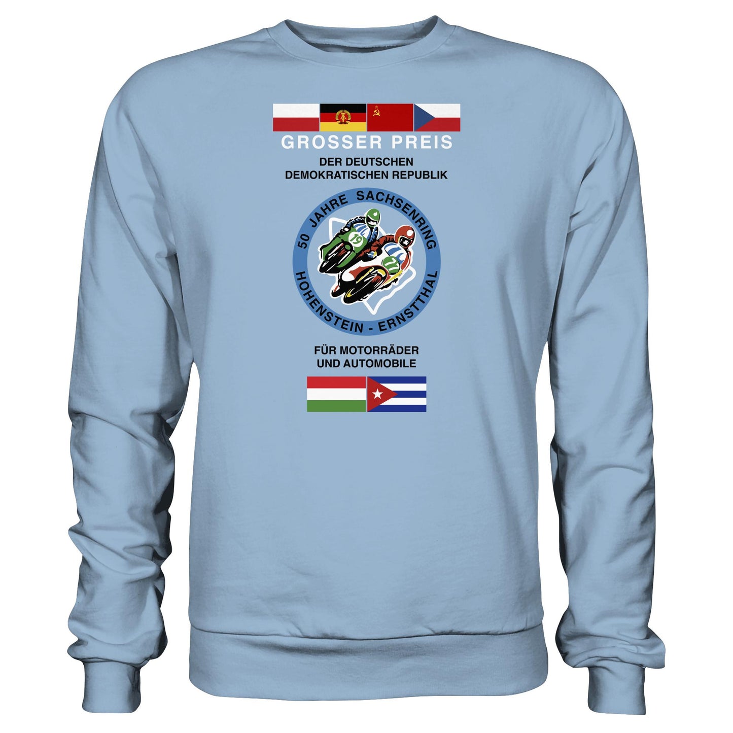 DDR Ostalgie Pullover Unisex • 50 JAHRE SACHSENRING - GROSSER PREIS DER DDR 1977