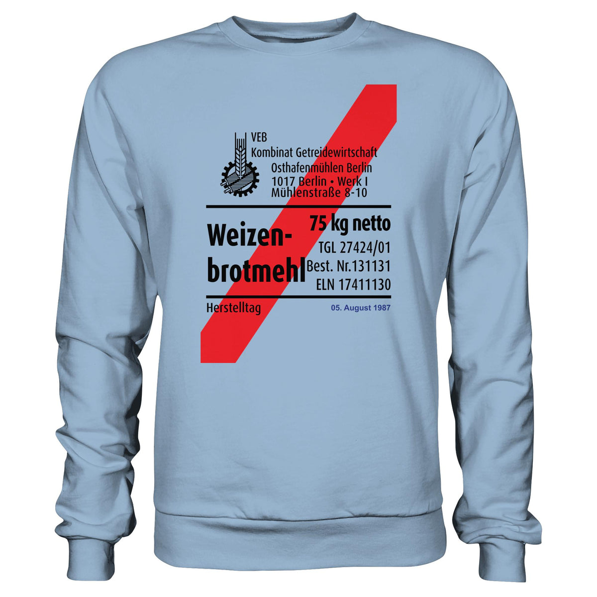 DDR Ostalgie Pullover Unisex • WEIZENMEHL - VEB KOMBINAT GETREIDEWIRTSCHAFT (ORIGINAL-VERPACKUNG)