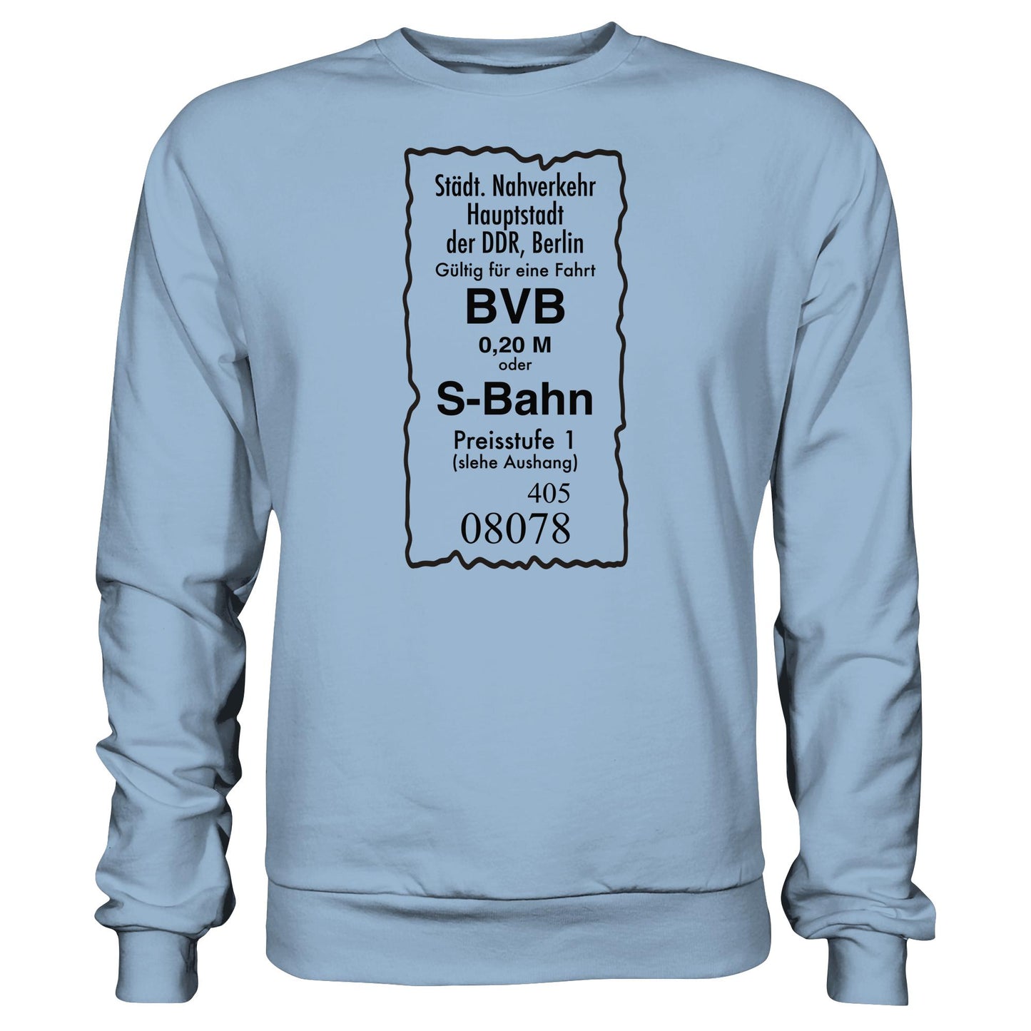 DDR Ostalgie Pullover Unisex • BVB BERLIN NAHVERKEHR, 20 PFENNIG (ORIGINAL FAHRSCHEIN 1989)