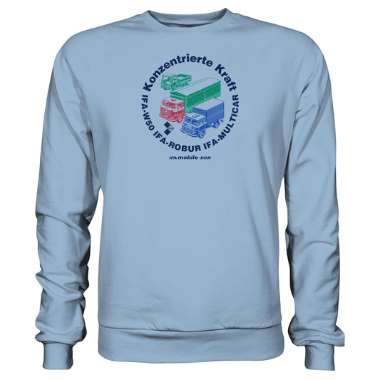 DDR Ostalgie Pullover Unisex • IFA KONZENTRIERTE KRAFT - W50, ROBUR, MULTICAR (ORIGINAL WIMPELMOTIV)
