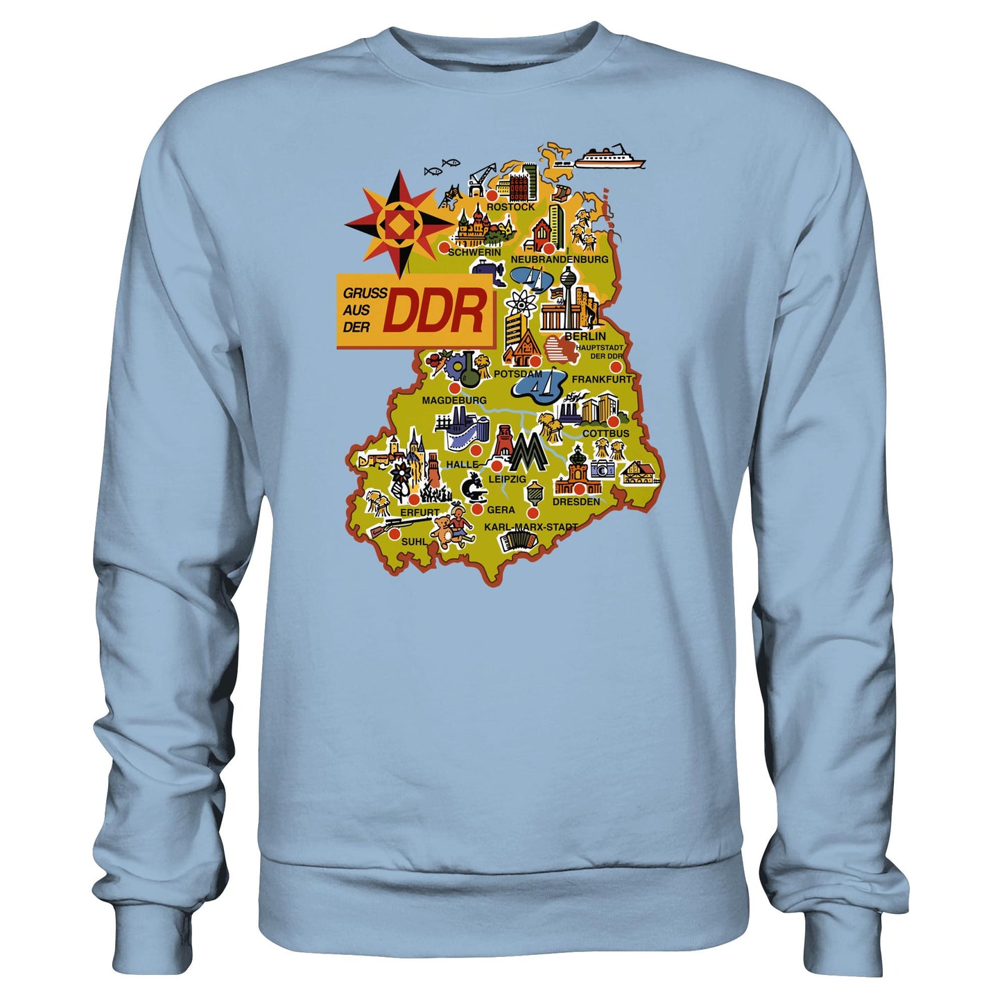 DDR Ostalgie Pullover Unisex • GRUSS AUS DER DDR (ORIGINAL POSTKARTE)