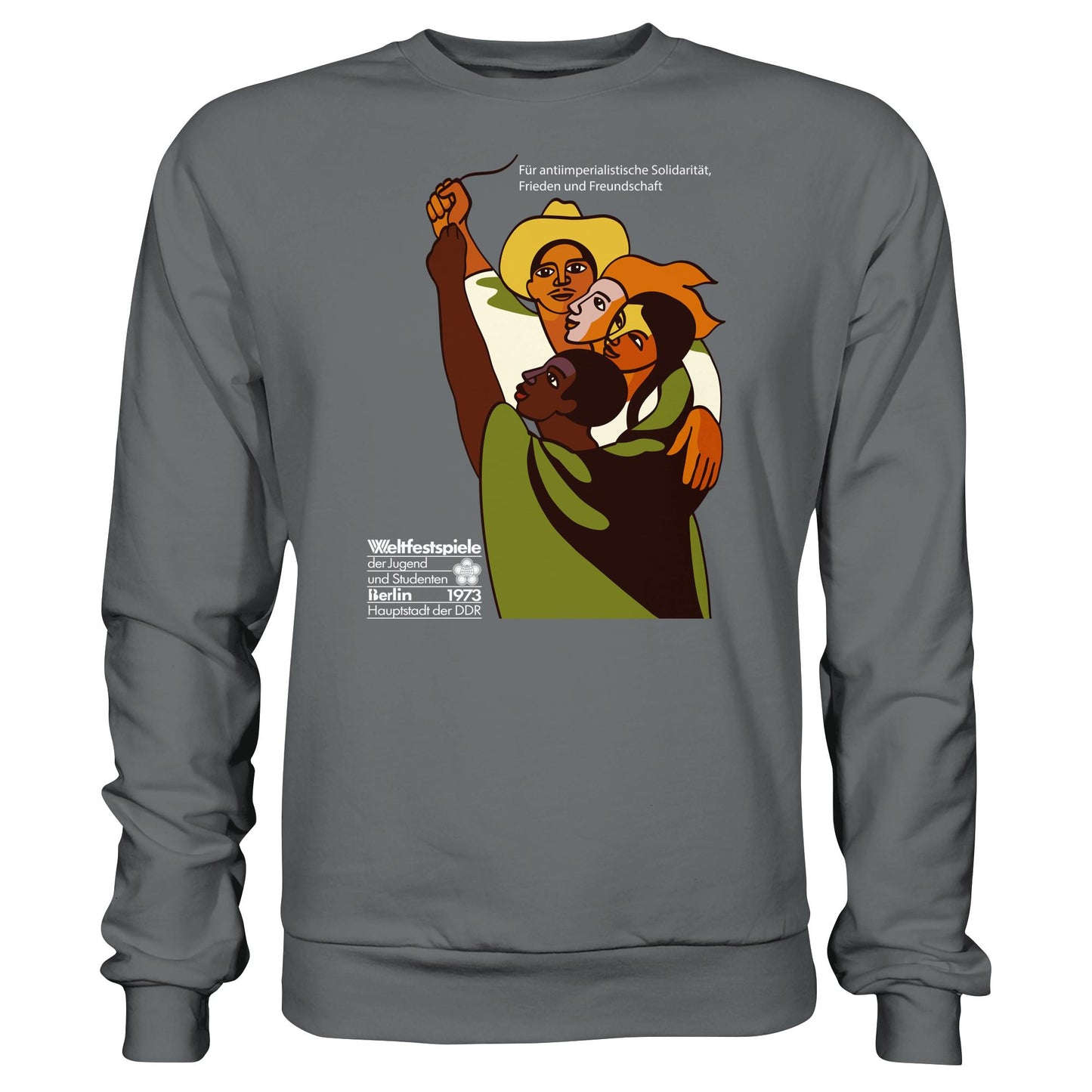 DDR Ostalgie Pullover Unisex • FÜR FRIEDEN UND FREUNDSCHAFT - ORIGINALPOSTER WELTFESTSPIELE BERLIN 1973