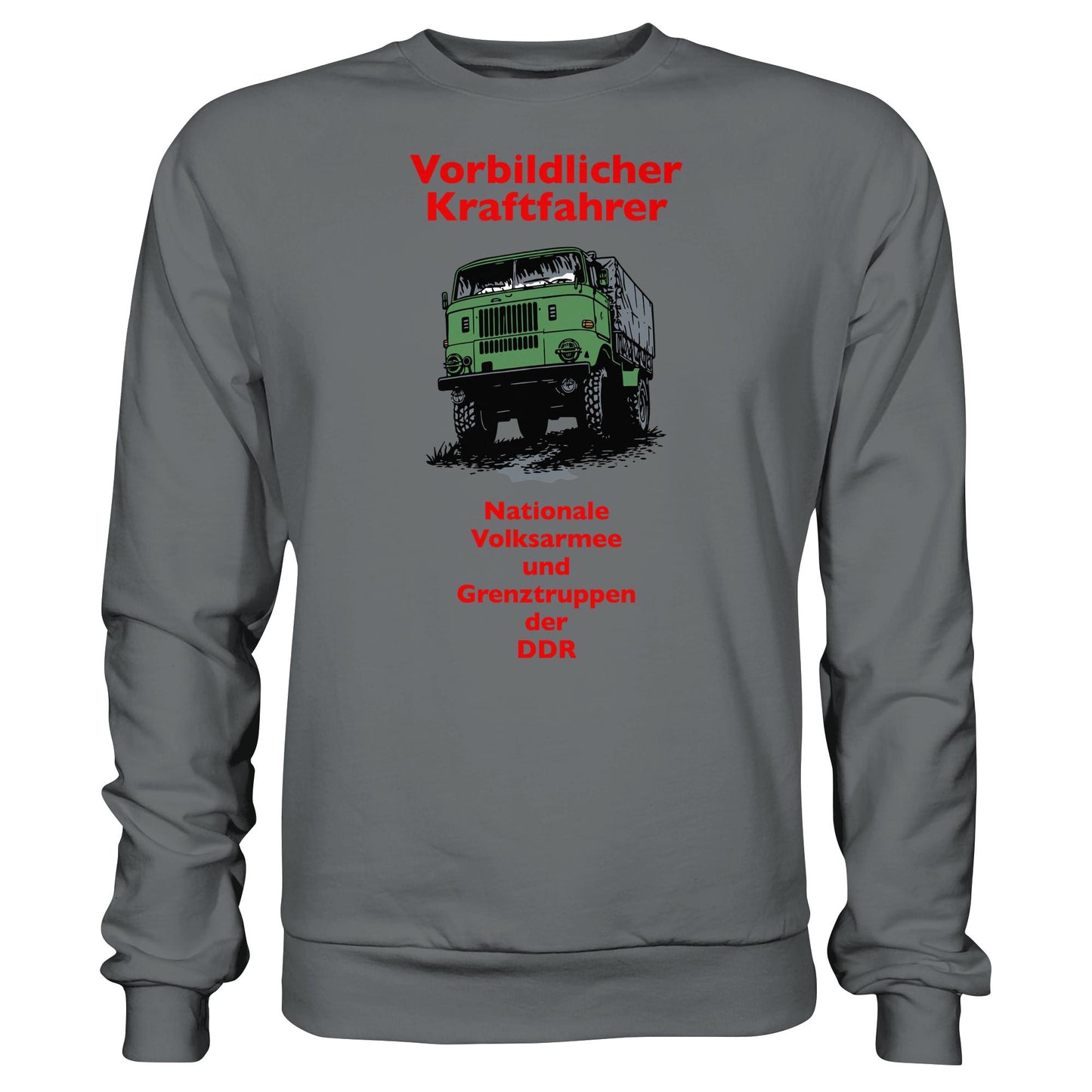 DDR Ostalgie Pullover Unisex • VORBILDLICHER KRAFTFAHRER, NVA (ORIGINAL WIMPELMOTIV)