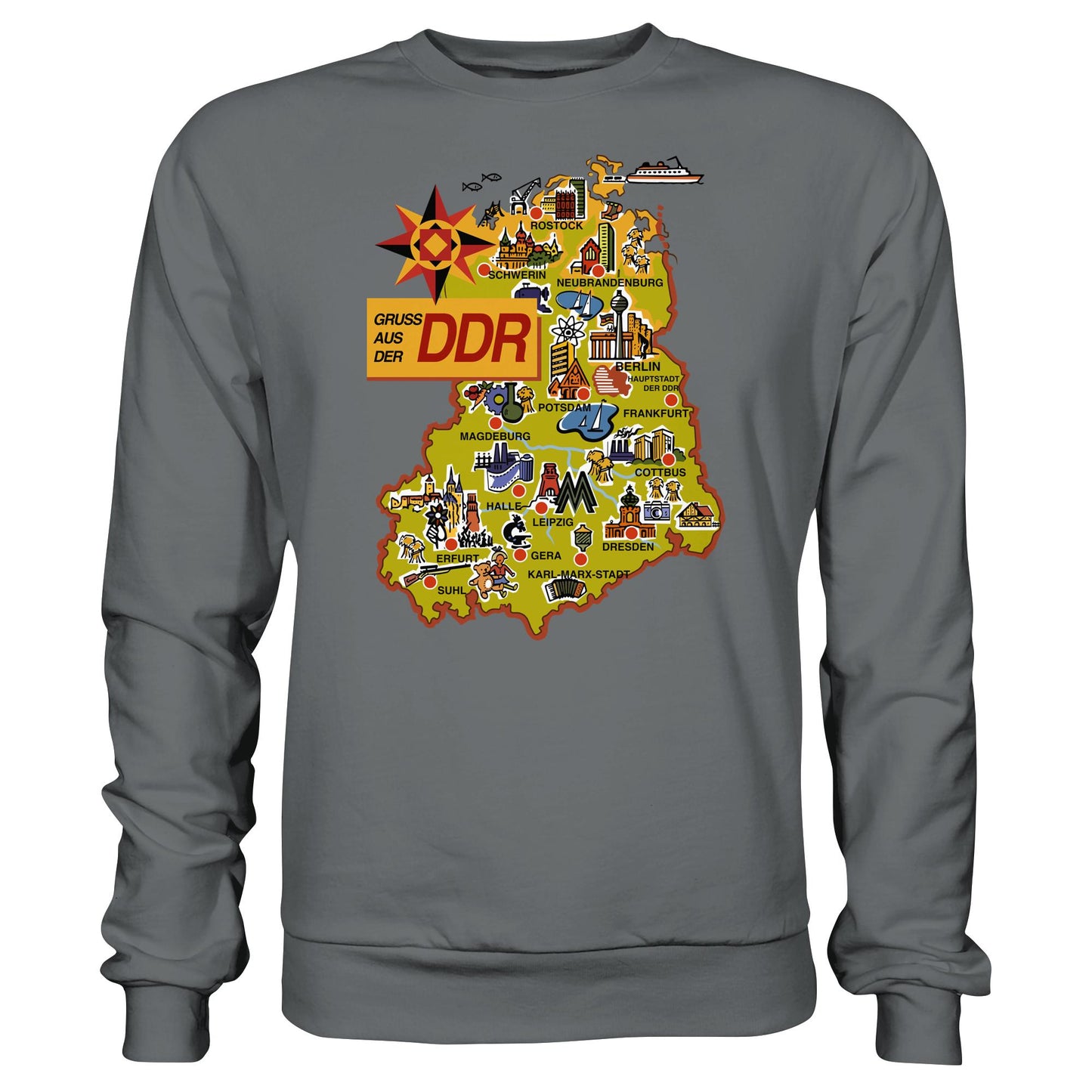 DDR Ostalgie Pullover Unisex • GRUSS AUS DER DDR (ORIGINAL POSTKARTE)