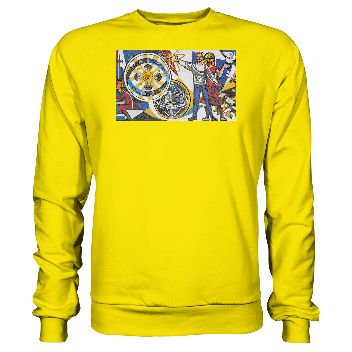 DDR Ostalgie Pullover Unisex • WALTER WOMACKA - JUNGES PAAR MIT FRIEDENSTAUBE (MOSAIK HAUS DES LEHRERS, 1964)