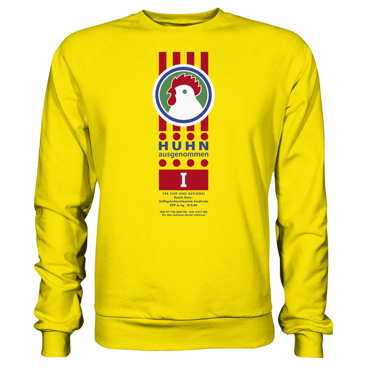 DDR Ostalgie Pullover Unisex • HUHN AUSGENOMMEN - VEB EIER UND GEFLÜGEL GERA