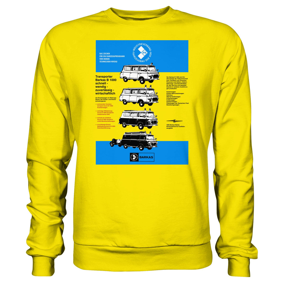 DDR Ostalgie Pullover Unisex • IFA BARKAS B 1000 (ORIGINAL-PLAKAT)
