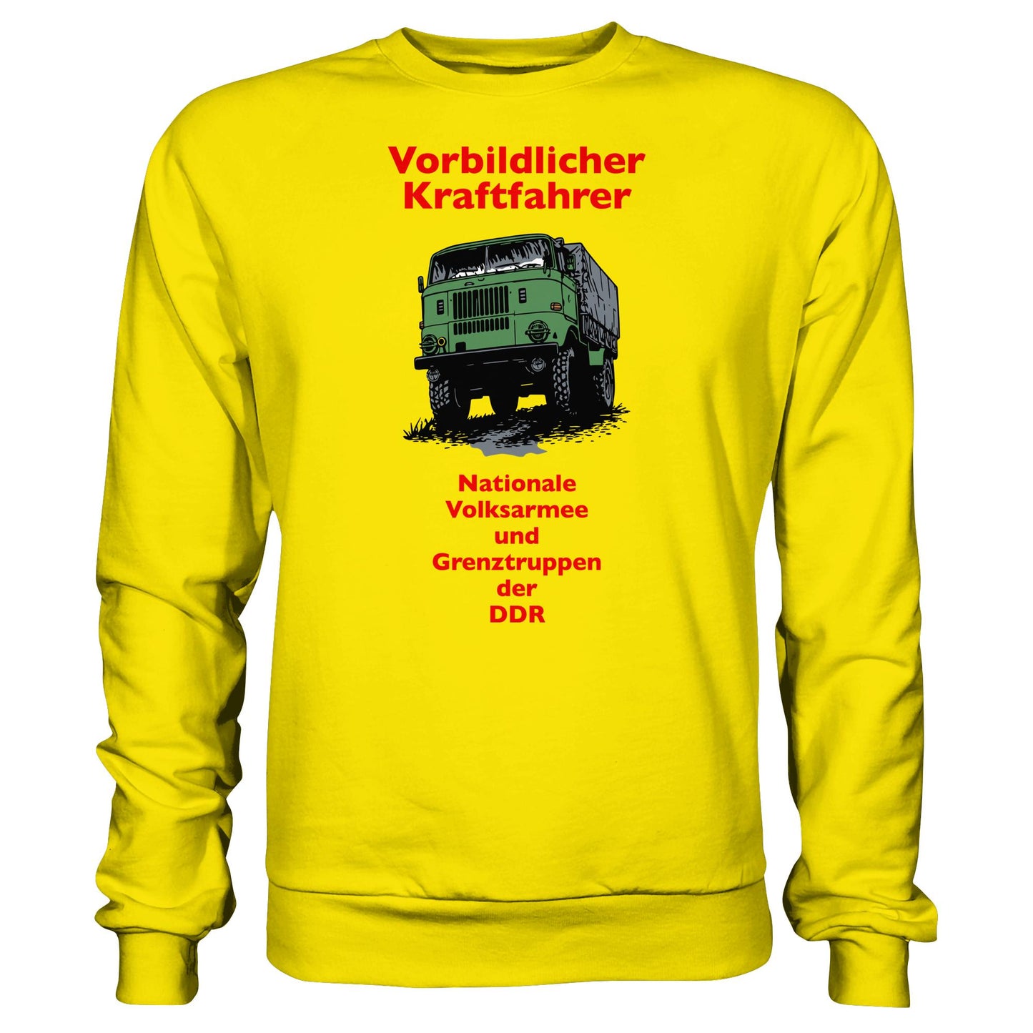 DDR Ostalgie Pullover Unisex • VORBILDLICHER KRAFTFAHRER, NVA (ORIGINAL WIMPELMOTIV)