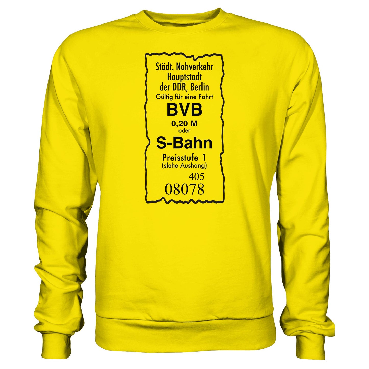 DDR Ostalgie Pullover Unisex • BVB BERLIN NAHVERKEHR, 20 PFENNIG (ORIGINAL FAHRSCHEIN 1989)