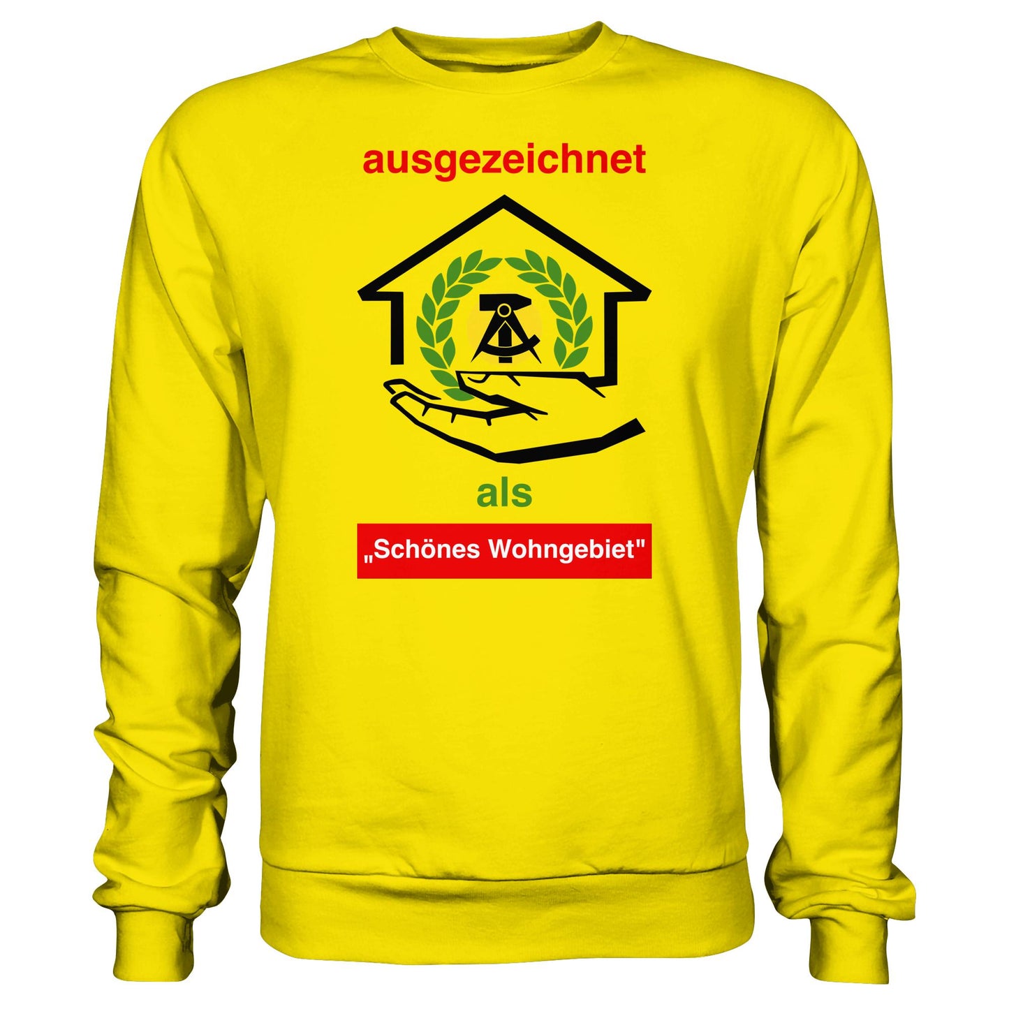DDR Ostalgie Pullover Unisex • AUSZEICHNUNG SCHÖNES WOHNGEBIET (ORIGINAL SCHILD)