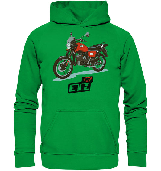 DDR Ostalgie Kapuze / Hoodie Unisex • MZ ETZ 150 ROT (ORIGINAL DDR-PLAKAT)