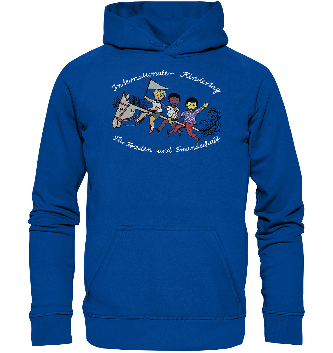 DDR Ostalgie Kapuze / Hoodie Unisex • INTERNATIONALER KINDERTAG, FÜR FRIEDEN UND FREUNDSCHAFT - ORIGINAL ILLUSTRATION