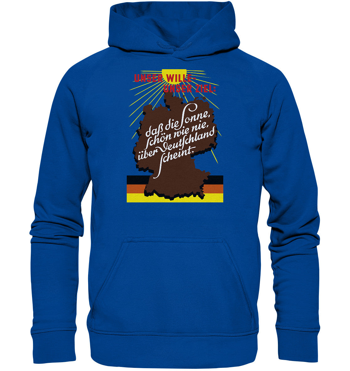 DDR Ostalgie Kapuze / Hoodie Unisex • DASS DIE SONNE SCHÖN WIE NIE, ÜBER DEUTSCHLAND SCHEINT - ORIGINAL DDR-PLAKAT