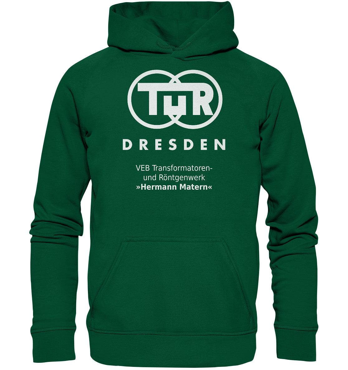 DDR Ostalgie Kapuze / Hoodie Unisex • TUR - VEB TRANSFORMATOREN- UND RÖNTGENWERK DRESDEN