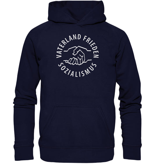 DDR Ostalgie Kapuze / Hoodie Unisex • VATERLAND FRIEDEN SOZIALISMUS (DDR LOGO)