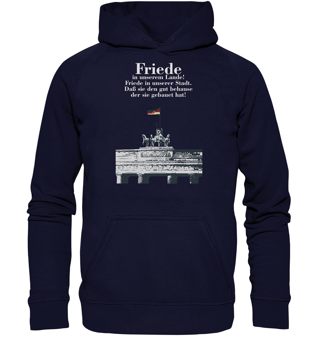DDR Ostalgie Kapuze / Hoodie Unisex • FRIEDE IN UNSEREM LANDE! (DDR-ORIGINAL-PLAKAT)