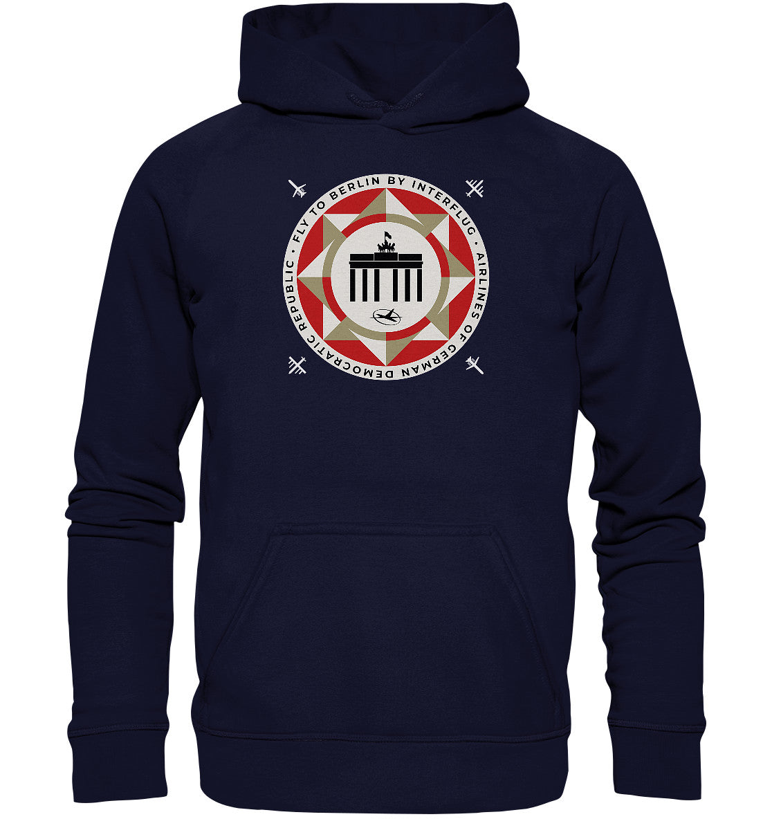 DDR Ostalgie Kapuze / Hoodie Unisex • FLY TO BERLIN WITH INTERFLUG - ORIGINALWERBUNG
