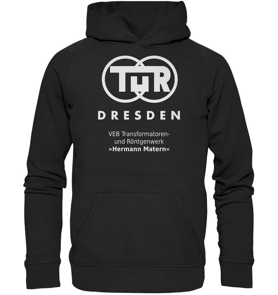 DDR Ostalgie Kapuze / Hoodie Unisex • TUR - VEB TRANSFORMATOREN- UND RÖNTGENWERK DRESDEN