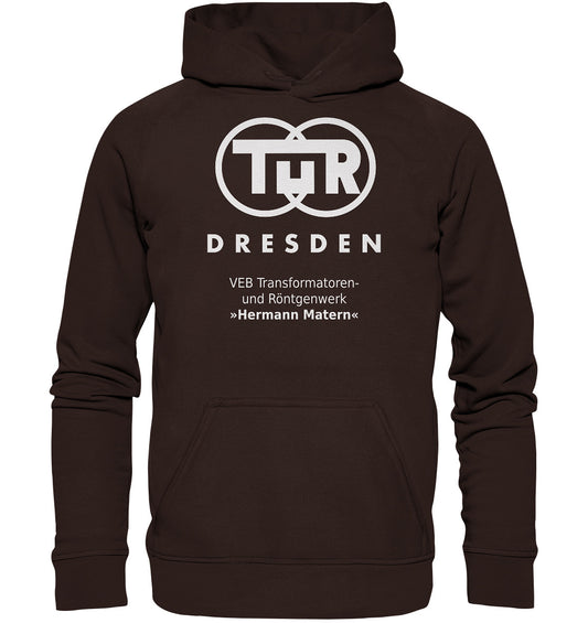 DDR Ostalgie Kapuze / Hoodie Unisex • TUR - VEB TRANSFORMATOREN- UND RÖNTGENWERK DRESDEN