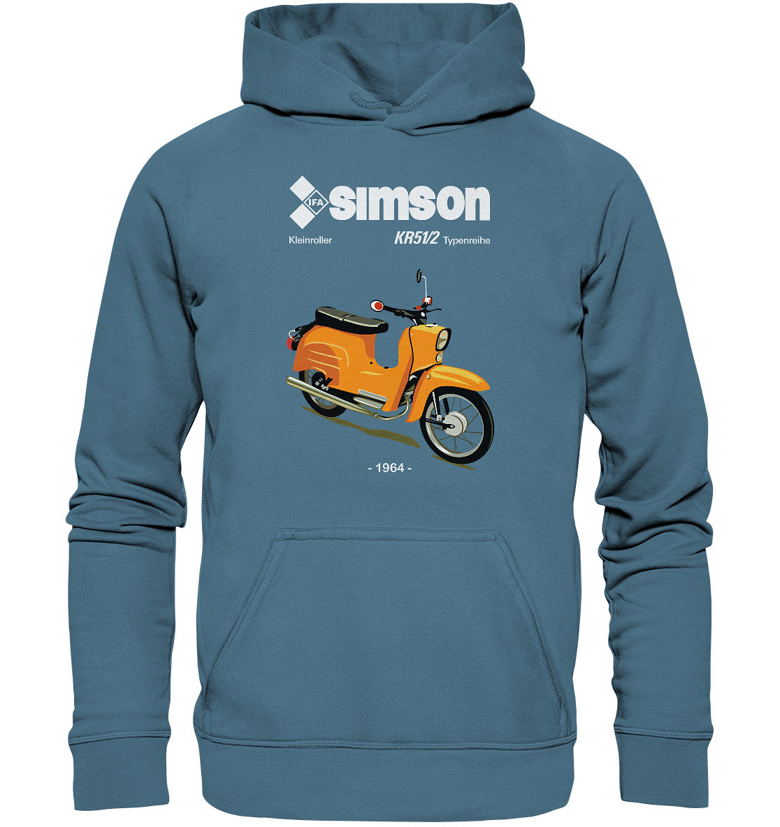 DDR Ostalgie Kapuze / Hoodie Unisex • SIMSON SCHWALBE KR51-2 (ORIGINALPROSPEKT 1964)