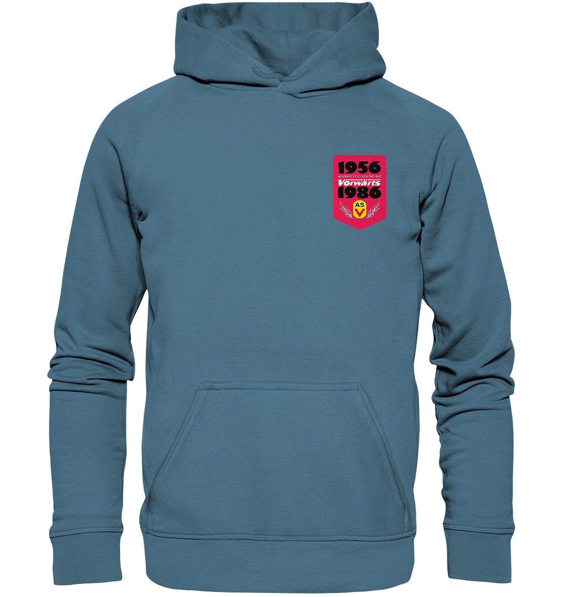DDR Ostalgie Kapuze / Hoodie Unisex • ARMEESPORTVEREINIGUNG VORWÄRTS 1956-1986, BRUST BADGE