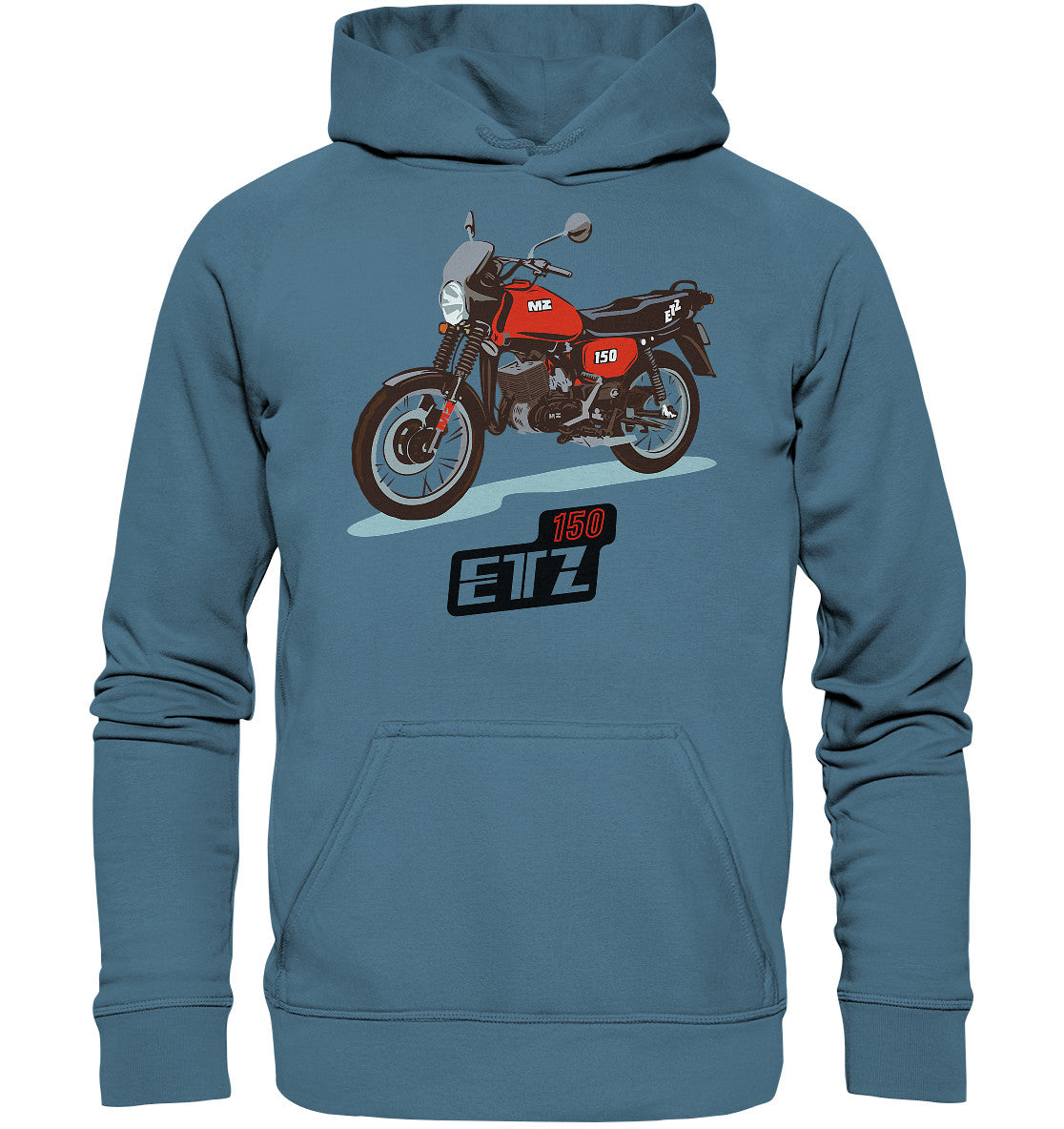 DDR Ostalgie Kapuze / Hoodie Unisex • MZ ETZ 150 ROT (ORIGINAL DDR-PLAKAT)