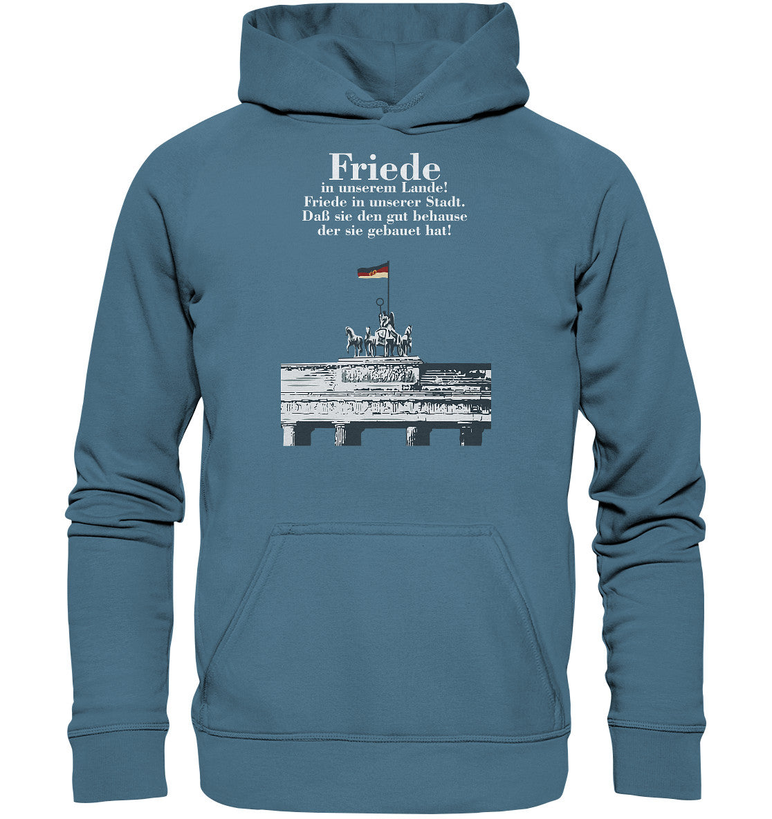 DDR Ostalgie Kapuze / Hoodie Unisex • FRIEDE IN UNSEREM LANDE! (DDR-ORIGINAL-PLAKAT)