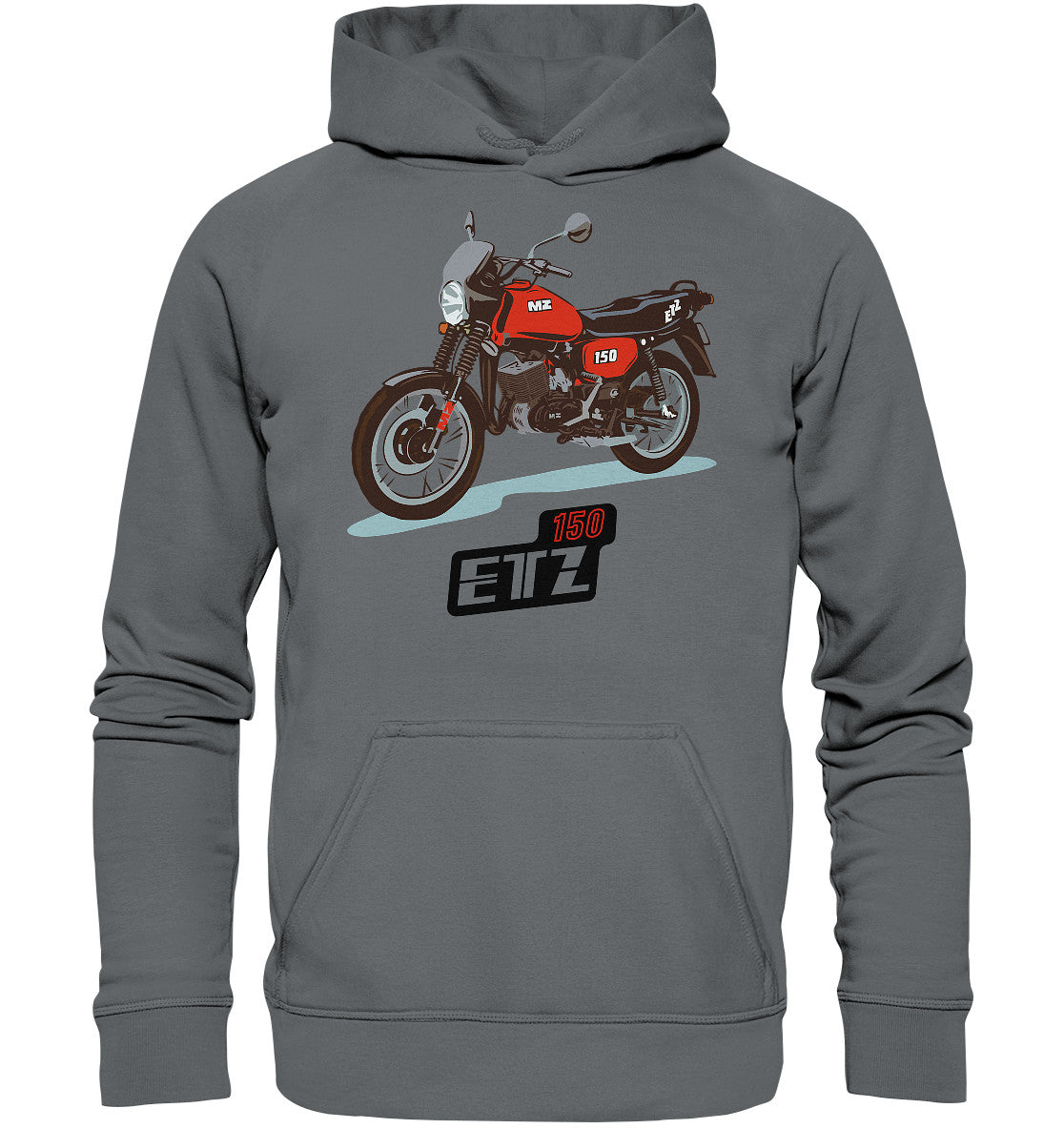 DDR Ostalgie Kapuze / Hoodie Unisex • MZ ETZ 150 ROT (ORIGINAL DDR-PLAKAT)