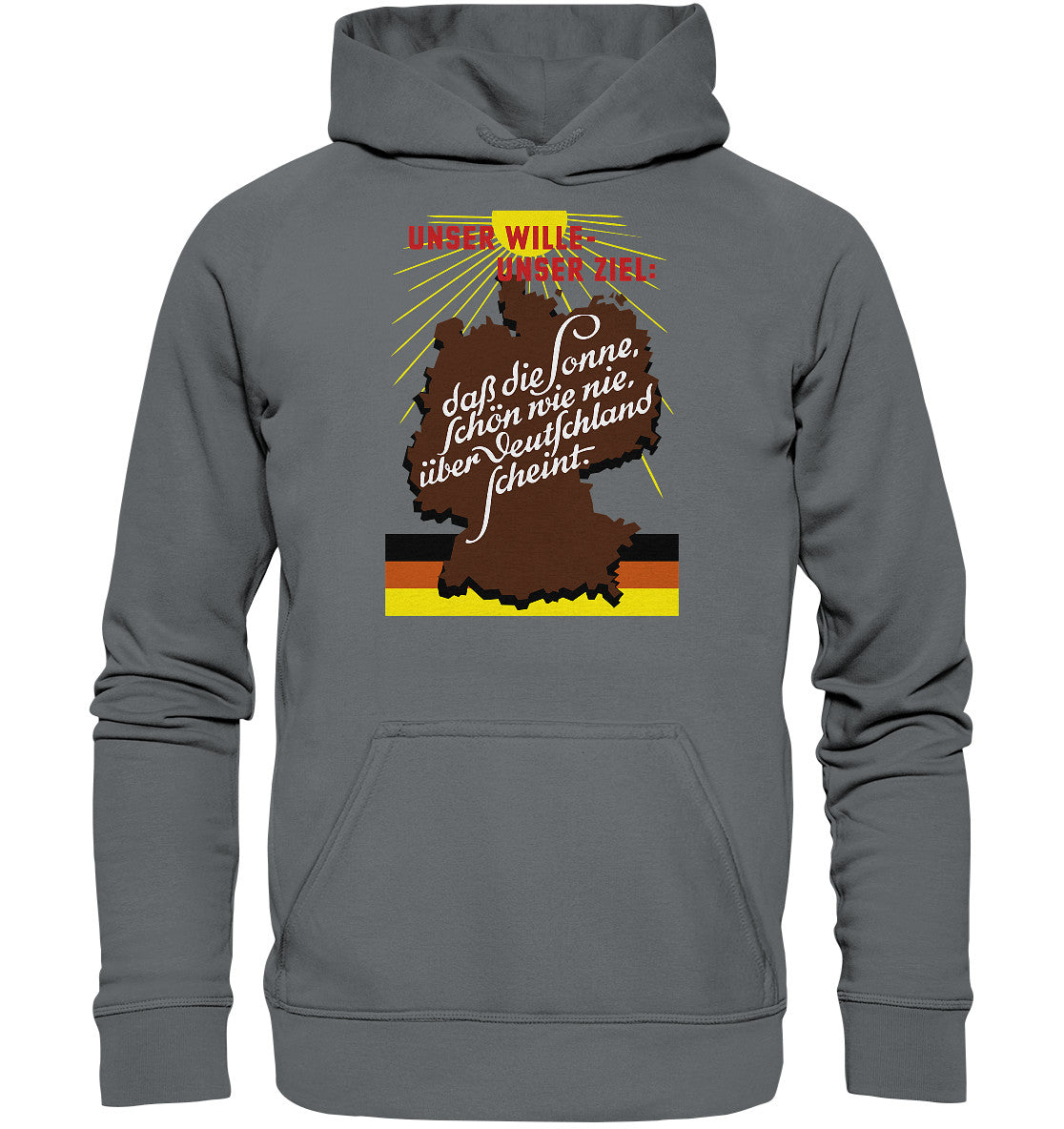 DDR Ostalgie Kapuze / Hoodie Unisex • DASS DIE SONNE SCHÖN WIE NIE, ÜBER DEUTSCHLAND SCHEINT - ORIGINAL DDR-PLAKAT