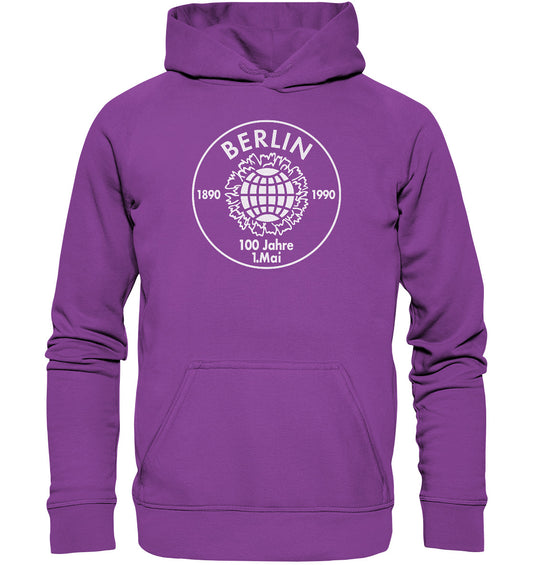 DDR Ostalgie Kapuze / Hoodie Unisex • BERLIN - 100 JAHRE 1. MAI - 1990