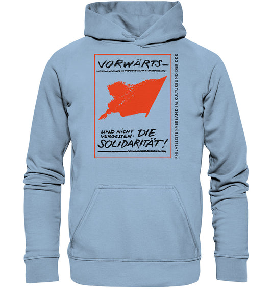 DDR Ostalgie Kapuze / Hoodie Unisex • VORWÄRTS - UND NICHT VERGESSEN, DIE SOLIDARITÄT, KULTURBUND DER DDR
