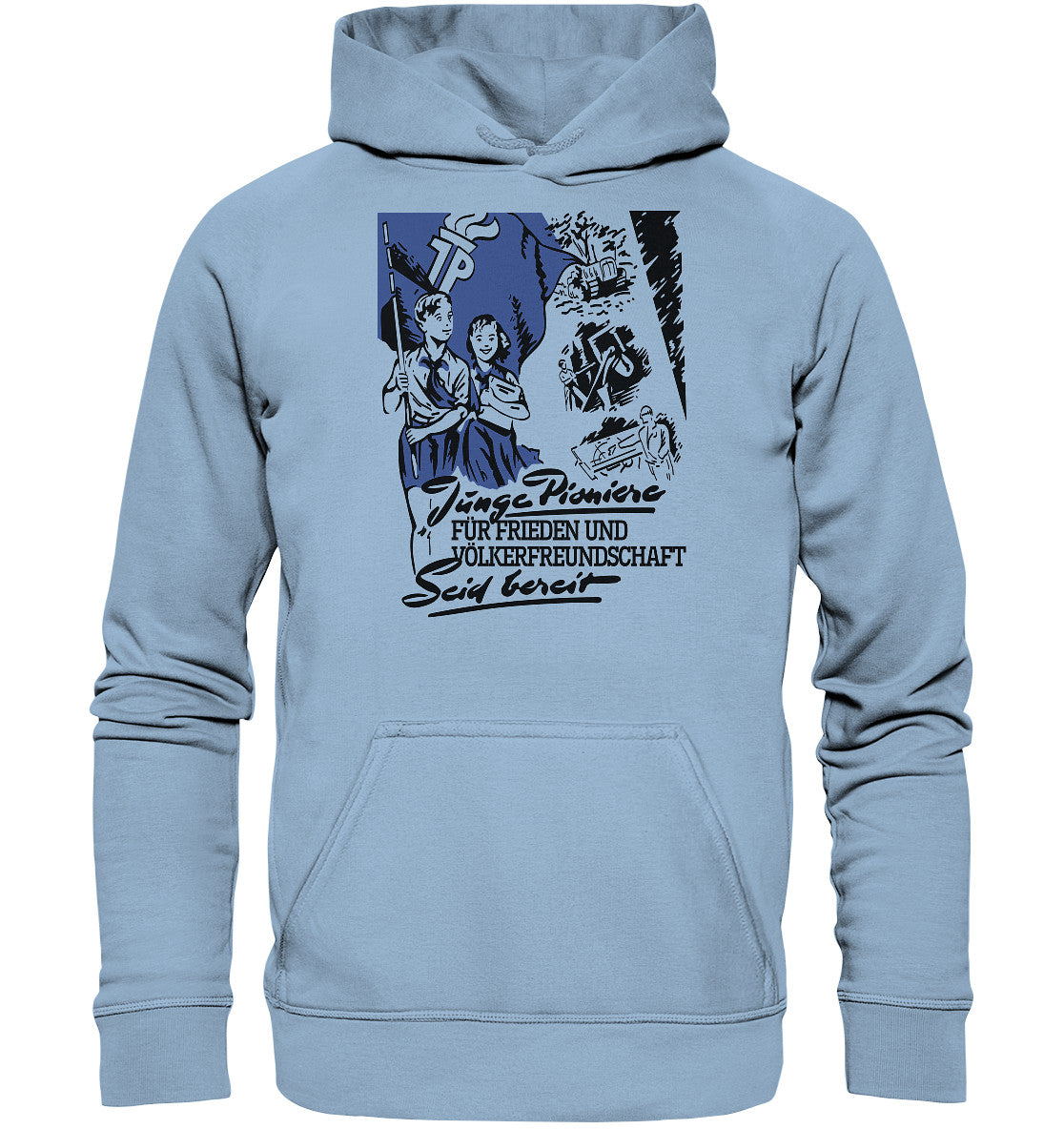 DDR Ostalgie Kapuze / Hoodie Unisex • JUNGE PIONIERE FÜR FRIEDEN UND VÖLKERFREUNDSCHAFT - SEID BEREIT