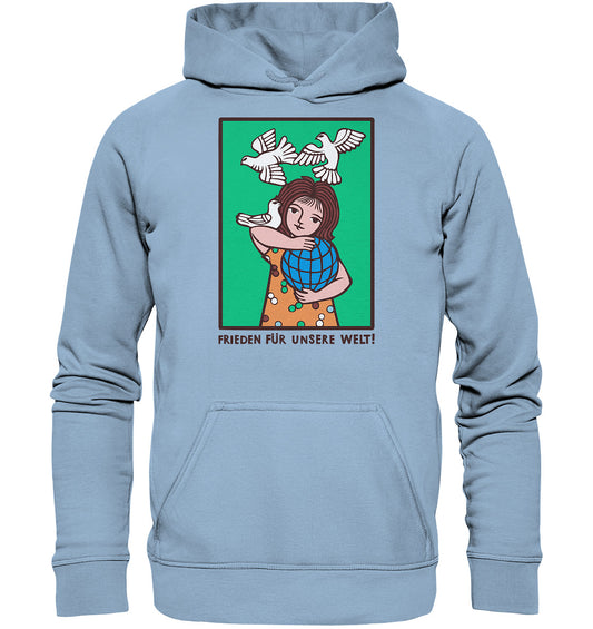 DDR Ostalgie Kapuze / Hoodie Unisex • FRIEDEN FÜR UNSERE WELT! (DDR-ORIGINAL-PLAKAT)