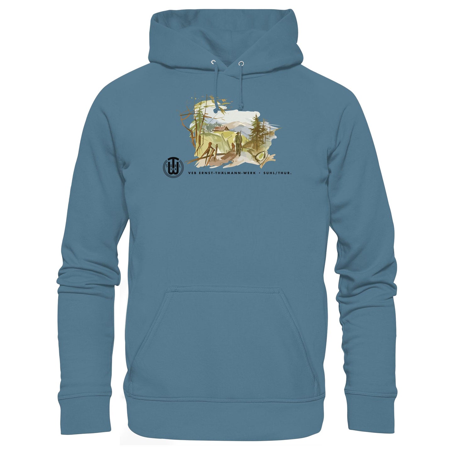 DDR Ostalgie Kapuze / Hoodie Unisex • VEB SUHL ERNST-THÄLMANN-WERK (ORIGINAL-PROSPEKT)