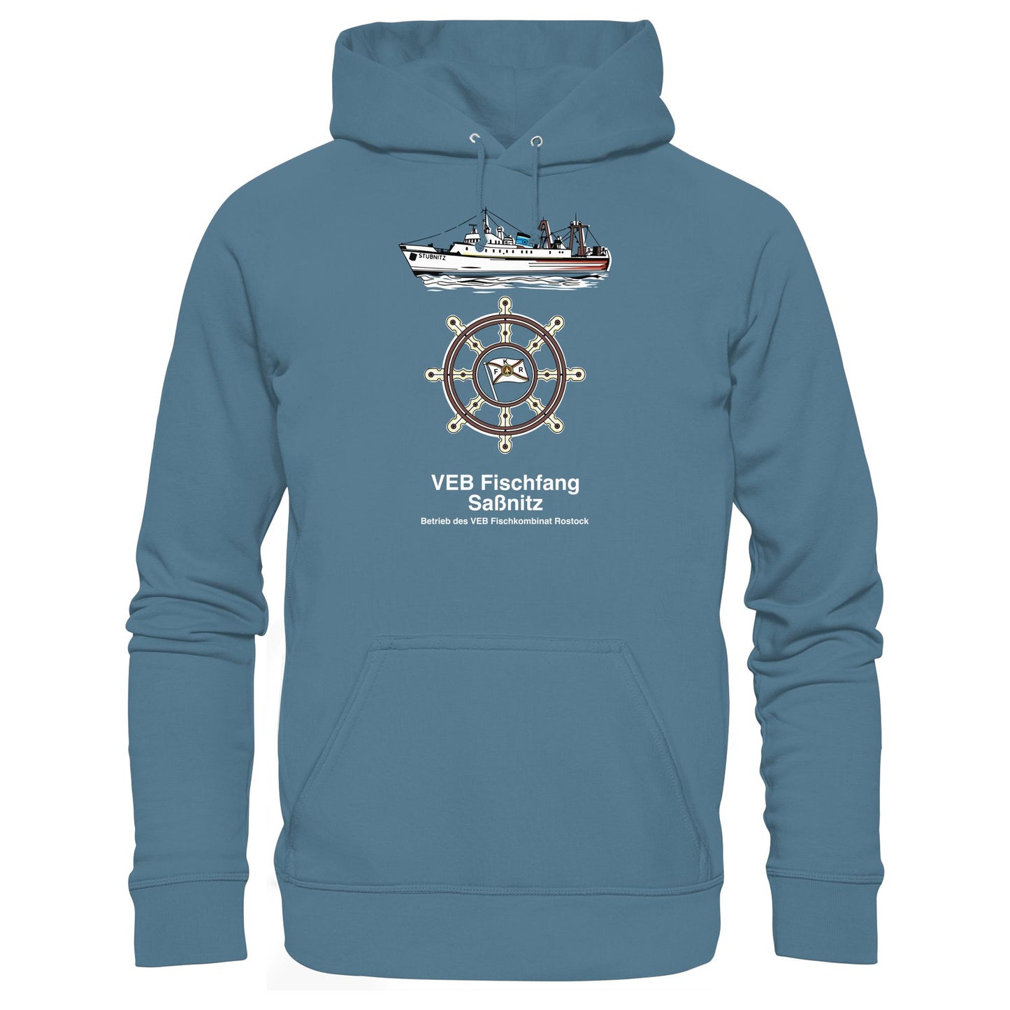 DDR Ostalgie Kapuze / Hoodie Unisex •  VEB FISCHFANG SASSNITZ