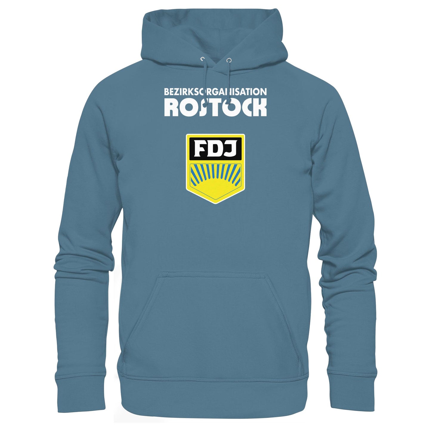 DDR Ostalgie Kapuze / Hoodie Unisex • BEZIRKSORGANISATION ROSTOCK (ORIGINAL-WIMPEL)