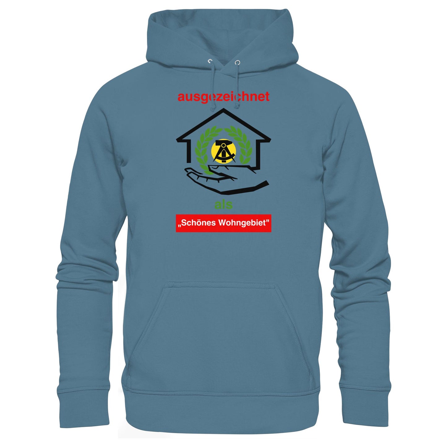 DDR Ostalgie Kapuze / Hoodie Unisex • AUSZEICHNUNG SCHÖNES WOHNGEBIET (ORIGINAL SCHILD)