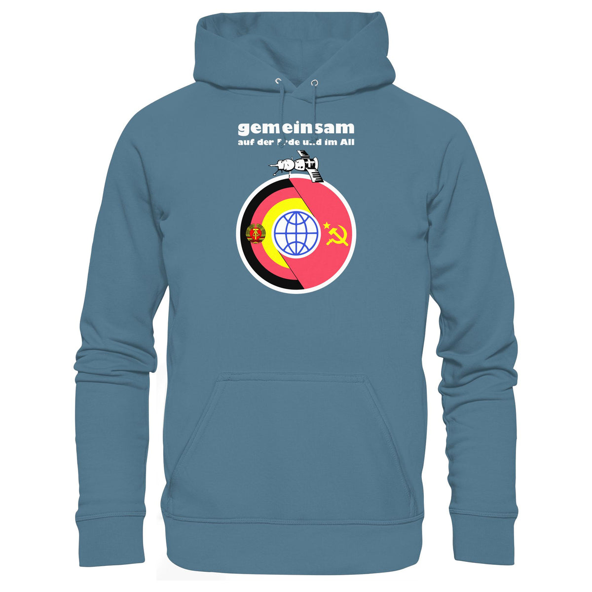 DDR Ostalgie Kapuze / Hoodie Unisex • GEMEINSAM AUF DER ERDE UND IM ALL